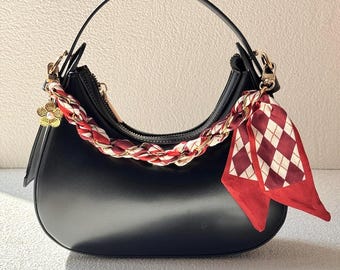 Personalized Handmade Satin Ribbon Bag Chain, Custom Handbag Charm Keychain, Gift for Friends and Moms