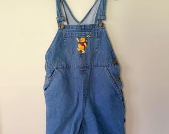Vintage Winnie the Pooh Denim Overalls (Kids Large) | Disney Pooh Overalls | 90s Character Overalls