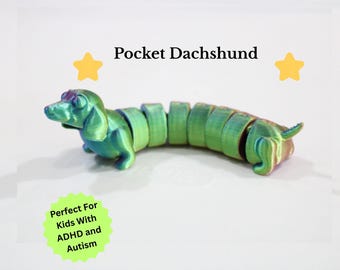 Articulated Pocket Dachshund Fidget Toy, Sensory, ADHD, Autism Support, 3D Printed PLA