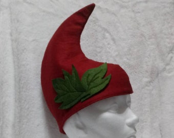 Made to order- Cranberry Woodland Elf Hat - Felt Elf Hat - Pointy Elf Costume / Wood Elf / Rensissance fest costume - Pixie - Fairy hat