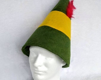 Buddy the Elf Hat - Christmas elf costume -Elf costume hat -wool felt elf hat - green and yellow elf hat