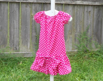 Girls pink polka dot dress - Sally Brown Costume - Girls dress up dress - 100% cotton - Charlie Brown