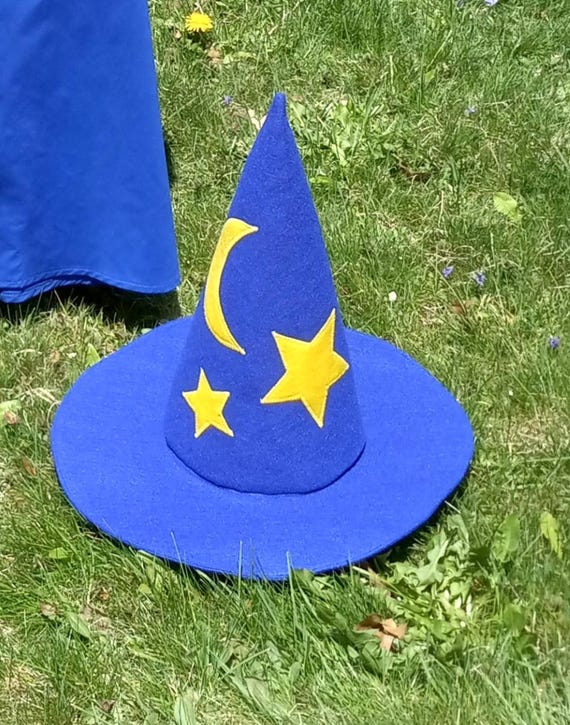 Chapeau Magicien Avec Étoiles – Accessoire Déguisement Sorcier Bleu Étoilé Pour Carnaval & Fêtes