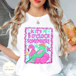 Gator Det är klockan 5 någonstans PNG Preppy Gator-skjorta, tröja, sommar, Happy Hour-tröja, rolig alligator, digital nedladdning