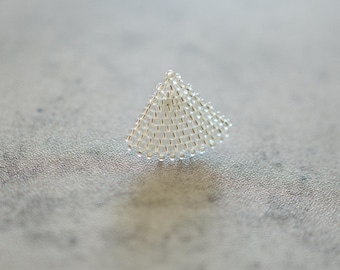 Geometric Fan Earrings, Miyuki Seed Beads, Sterling Silver Posts, Modernist Style