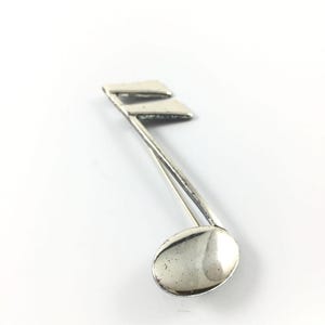 Sterling Silver Music Note LANG Statement Brooch Pin Sixteenth