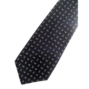 Polo By Ralph Lauren Black Geometric Pattern Tie 100% Silk Mens Handmade USA