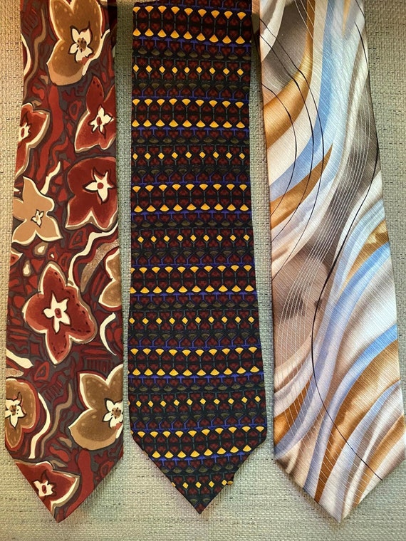 Your CHOICE of Vintage Mens Silk Neck Ties Brown … - image 1