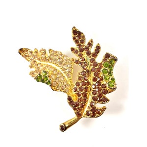Vintage Kenneth Jay Lane Leaf Leaves BROOCH 3&quot; Statement Piece Pin