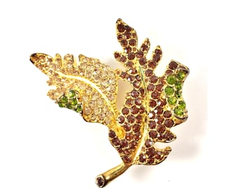 Vintage Kenneth Jay Lane Leaf Leaves BROOCH 3" Statement Piece Pin