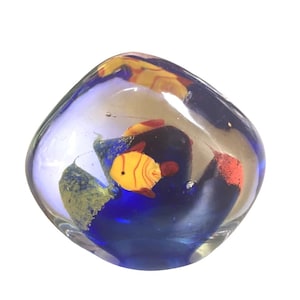 Glass Aquarium Fish with Coral Underwater Paperweight