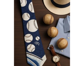Vintage Baseball Necktie Novelty Tie Sports Fan Gift Gift for Him 1990s Retro Father&#39;s Day Classic – Florence SZ Inc.