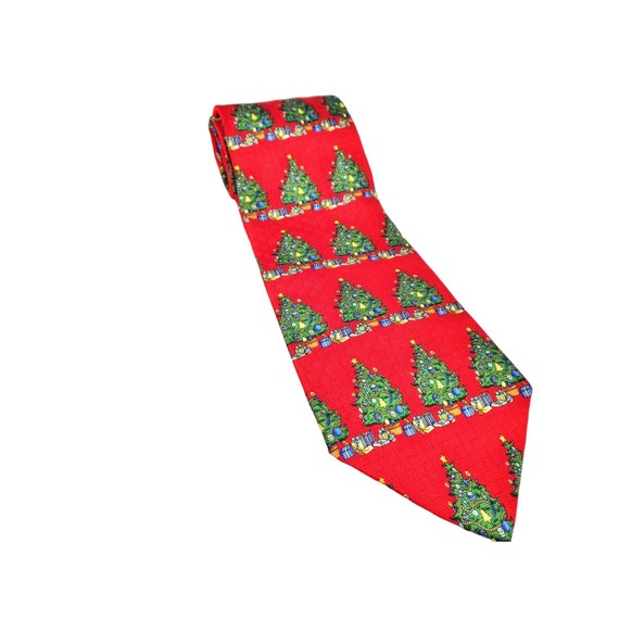 Men's Christmas Neck Tie Vintage Jingle Bells  Si… - image 1
