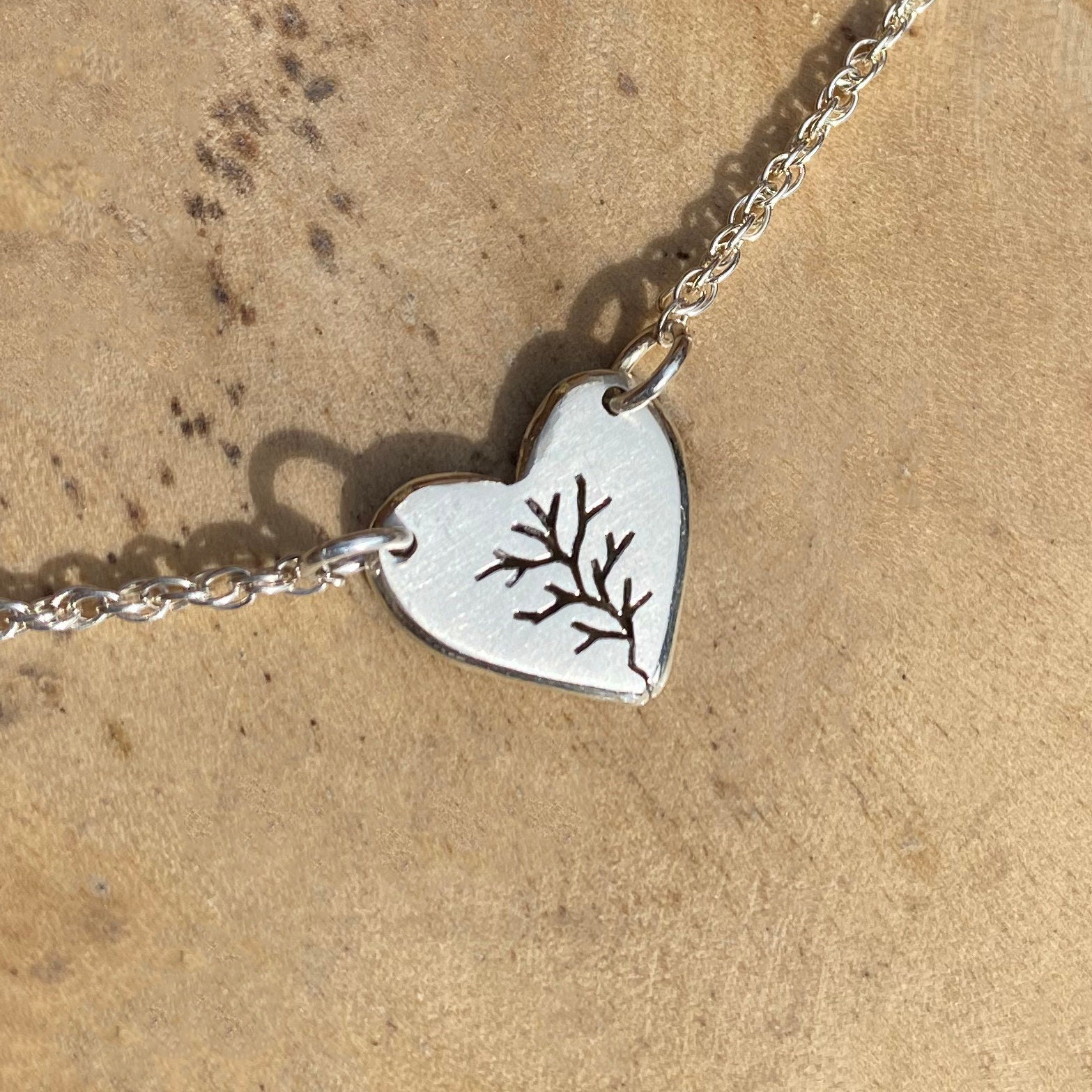 Tree of Love, Heart Necklace, Tiny Tree, Heart Pendant, Sterling Silver ...