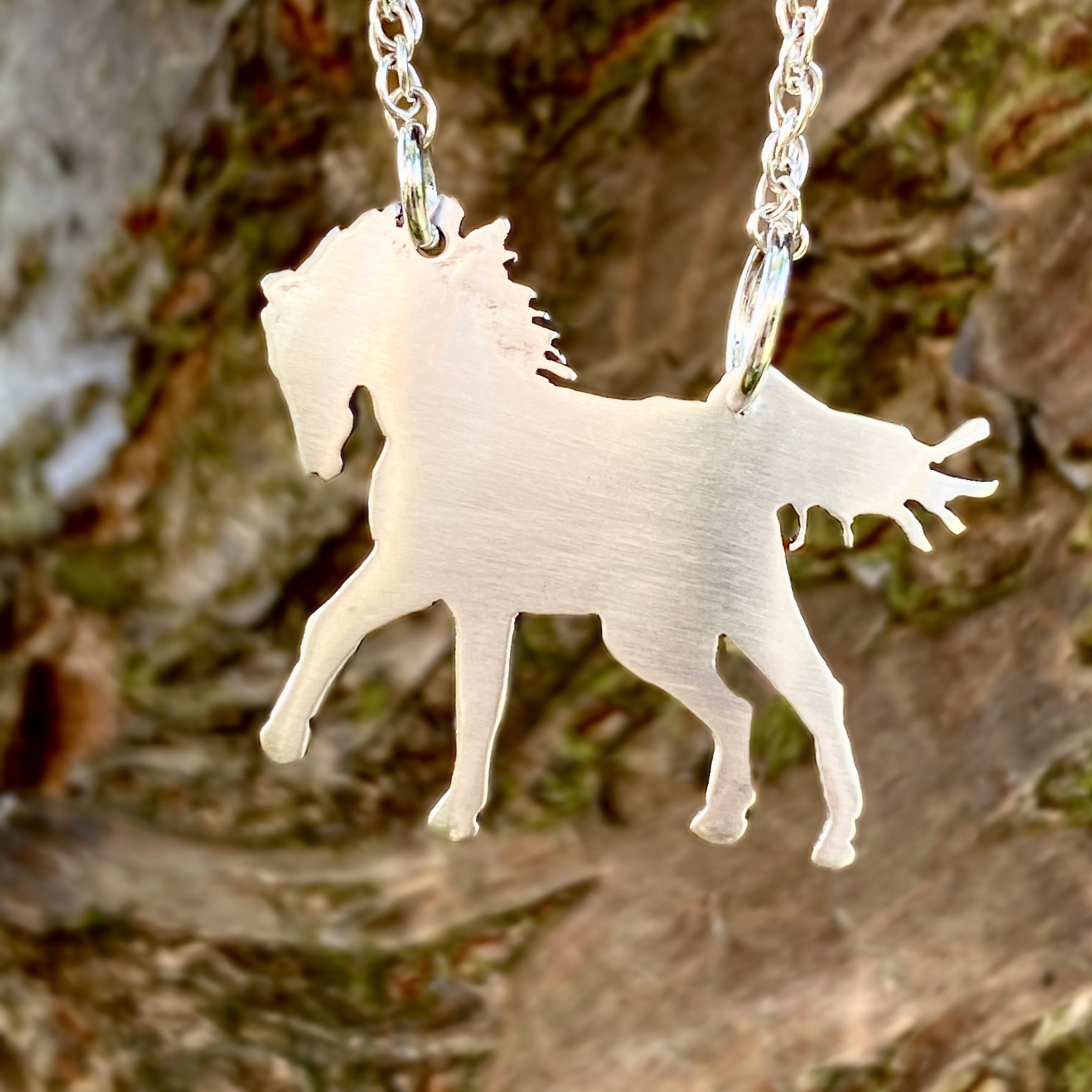 brushed-silver-horse-necklace-silver-pendant-silver-horse-jewellery