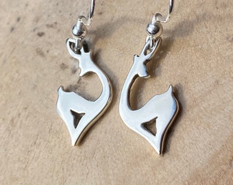 Dancing Gazelle Earrings, Sterling Silver earrings, Handmade Silver Jewellery, Earrings.