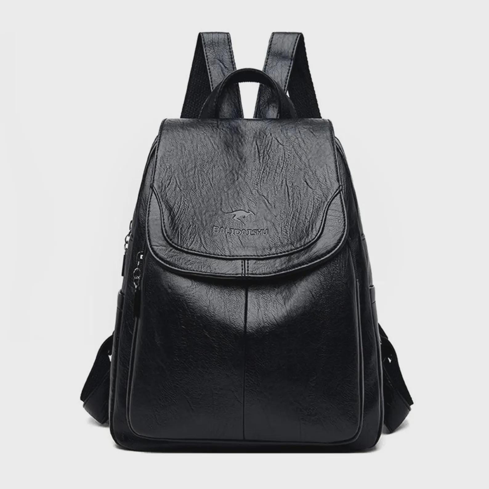 Women's PU Leather Backpack Purse, Multi Pocket Small Travel Bag, Vintage Style School Backpack