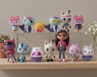 13PCS Gabby Dollhouse Cat Figures – Cartoon PVC Mini Figurines for Kids