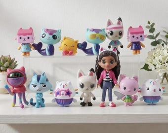 13PCS Gabby Dollhouse Figures Set Cartoon Anime Cat Girl Dolls Kids Toys