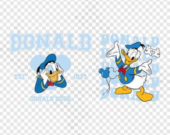Donald Duck geïnspireerd PNG, digitale download, Donald Duck png, schattige Disney-personages pop-artstijl, retro komische clipart, sublimatie ontwerp
