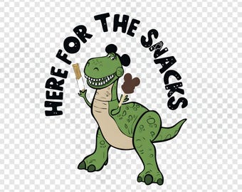 Hier voor de snacks png-sublimatieontwerp, Toy Story-dinosaurus met hoge resolutie, Mickey Ears Food digitaal bestand png, doel sublimatie snack