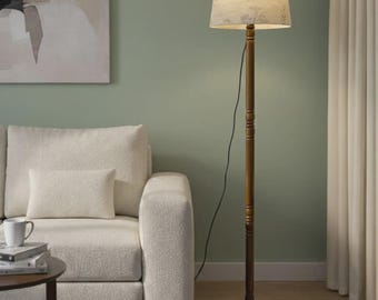 Spindle Style Wooden Floor Lamp | Handcrafted | Select Your Option | Home & Office Lighting