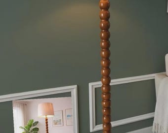 Lámpara de pie de madera de 48 pulgadas, moderna de mediados de siglo, hecha a mano, de madera, para decoración del hogar.