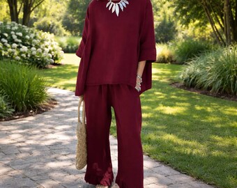 Women Two Piece Lounge Set, Casual Matching Set, Relaxed Fit Outfit, Comfortable Everyday Wear