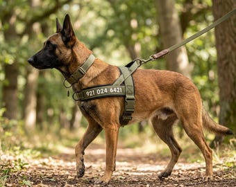 Personalized Tactical Dog Harness: Reflective No-Pull Vest, Custom Name/Number, Adjustable Pet Gear