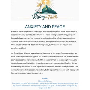 Anxiety and Peace Bible Study Reflection