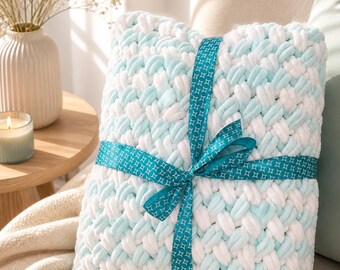 Copertina per neonati color menta, coperta fatta a mano, morbida coperta in maglia per neonati, coperta per cameretta, regalo per neonato, accogliente coperta in peluche, regalo per baby shower, dimensioni 70 x 100 cm