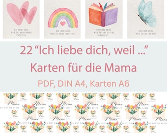 Tarjetas imprimibles "Por qué te amo" | Descarga imprimible para el Día de la Madre