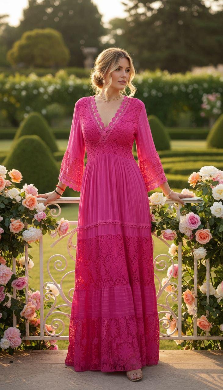 Pink Boho Wedding Dress