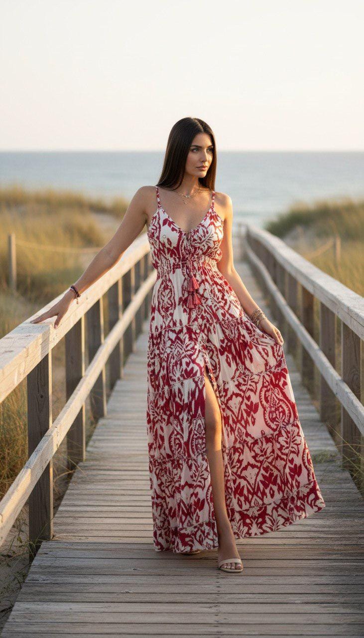 flowy maxi dress with split Leg collection-accessories
