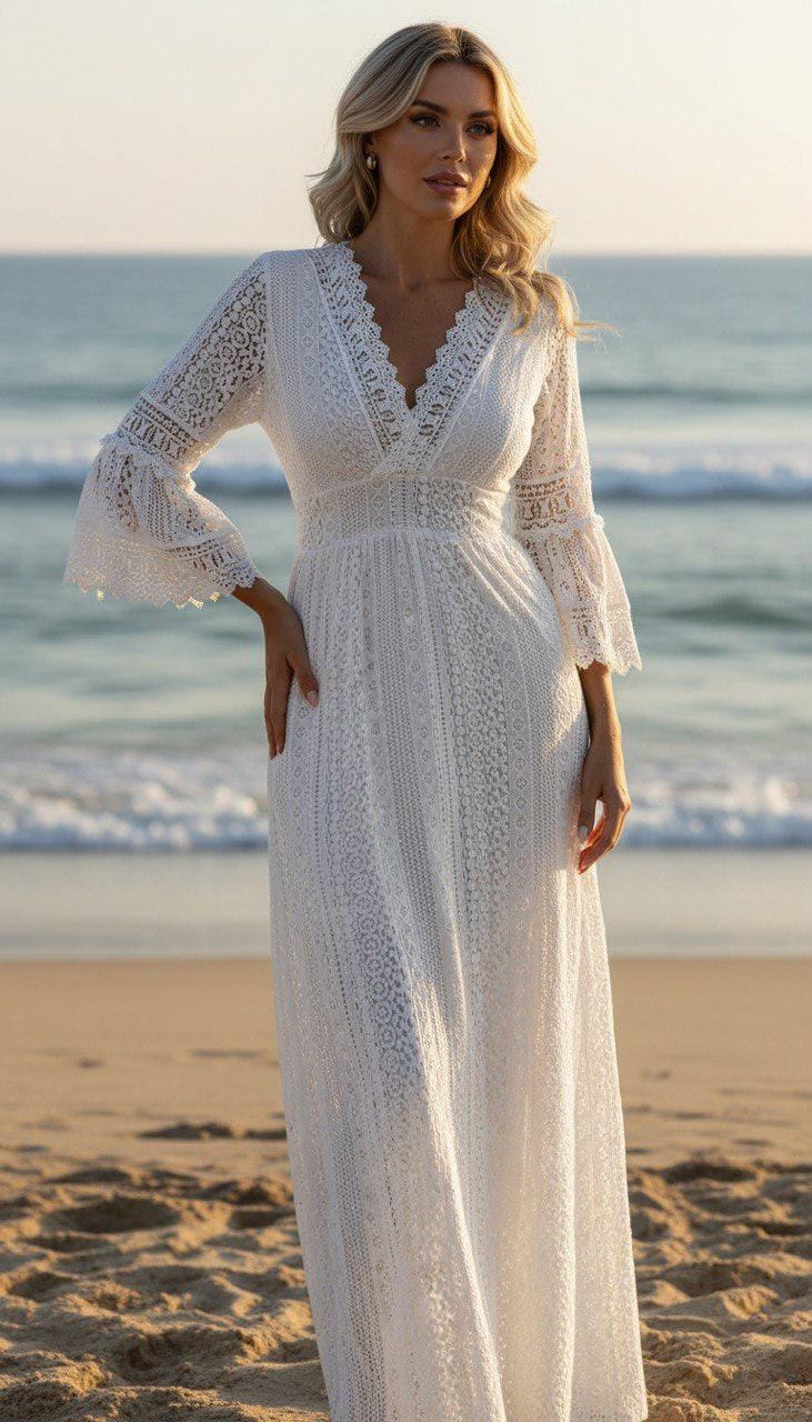 Lace Boho White Dress