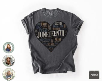Camiseta Comfort Colors Juneteenth Heart, Cultura Negra, Historia Negra, Camiseta Black Lives Matter, Camiseta Melanin
