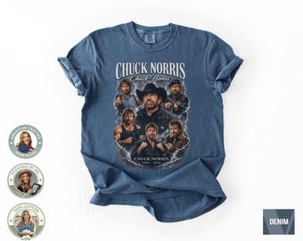 Camiseta Comfort Colors Chuck Norris 1946-2026, Descansa en paz, leyenda del oeste, camiseta patriótica, diseño de homenaje vintage vaquero.
