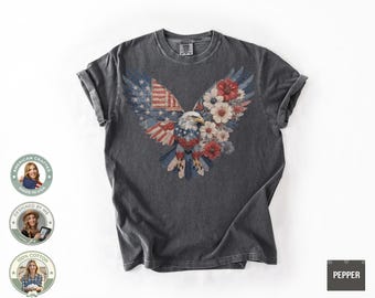 Comfort Colors Patriotic Eagle Shirt, American Flag Eagle Tee, 4th Of July Shirt, Independence Day Gift, Print Only — Not a Patch