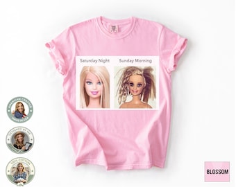 Camiseta con meme de muñeca divertida, camiseta con estampado de meme viral "Saturday Night Sunday Morning" de Comfort Colors, regalo divertido para ella, camiseta con humor de la Generación Z.