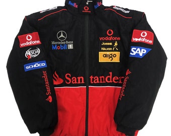 Seltene Vintage Schwarz und Rot Mercedes Mercedes AMweg F1 Racing / Bomberjacke Größe M, L, XL, XXL Verfügbar - Y2K tiktok