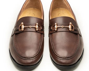 Men's Brown Calf Leather Horsebit Loafers – Bespoke handmade Luxury Dress Shoes
