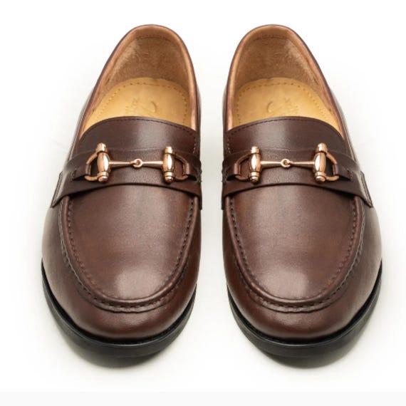 Men's Brown Calf Leather Horsebit Loafers – Bespoke handmade Luxury Dress Shoes