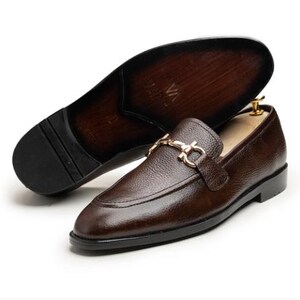 Handmade Brown Leather Horsebit Loafers, men’s dress shoes, classic slip-on, Italian style, formal wedding, custom sizes