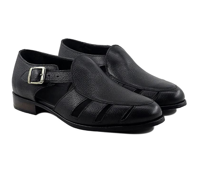 Leather Closed Toe Dress Sandals Men - Etsy