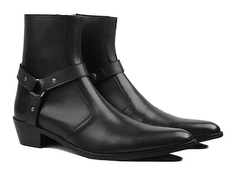 Stivali Jodhpur da uomo su misura in pelle nera, realizzati a mano: stile classico ed elegante.