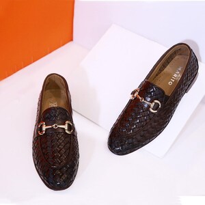 Woven Leather Dress Shoes Men - Etsy