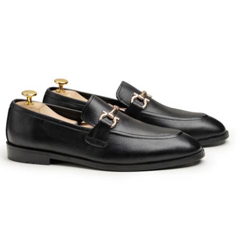 Handmade Black Leather Horsebit Loafers, Italian calfskin, Blake stitched sole, cushioned insole, dress casual, wedding ready