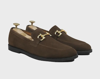 Mocasines de ante hechos a mano / Zapatos de vestir sin cordones para hombre