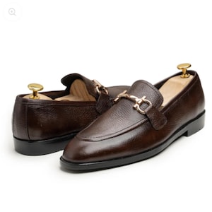 Handmade Brown Leather Horsebit Loafers, men’s dress shoes, classic slip-on, Italian style, formal wedding, custom sizes