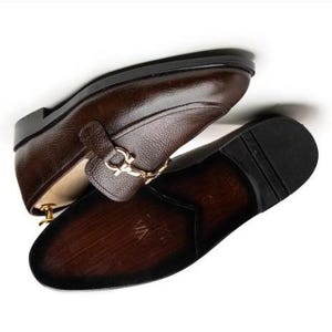 Handmade Brown Leather Horsebit Loafers, men’s dress shoes, classic slip-on, Italian style, formal wedding, custom sizes